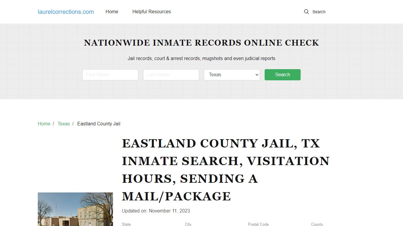 Eastland County Jail, TX Inmate Search, Visitation Hours